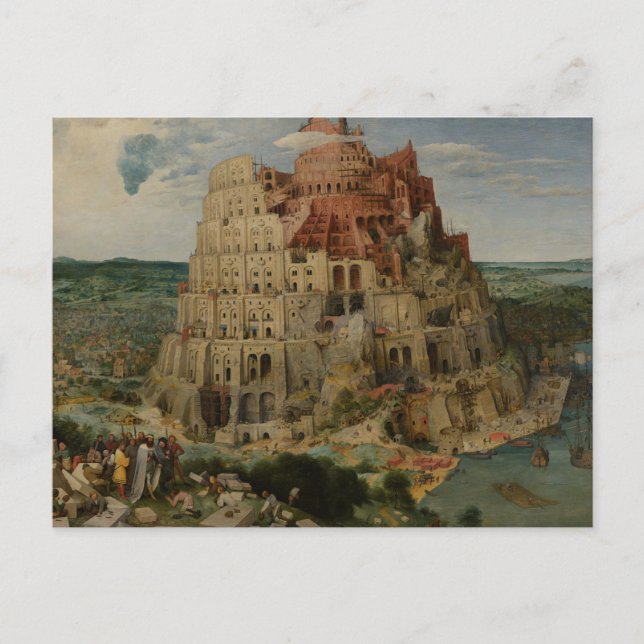 Postal Torre de Babel por Peter Bruegel el mayor (Anverso)