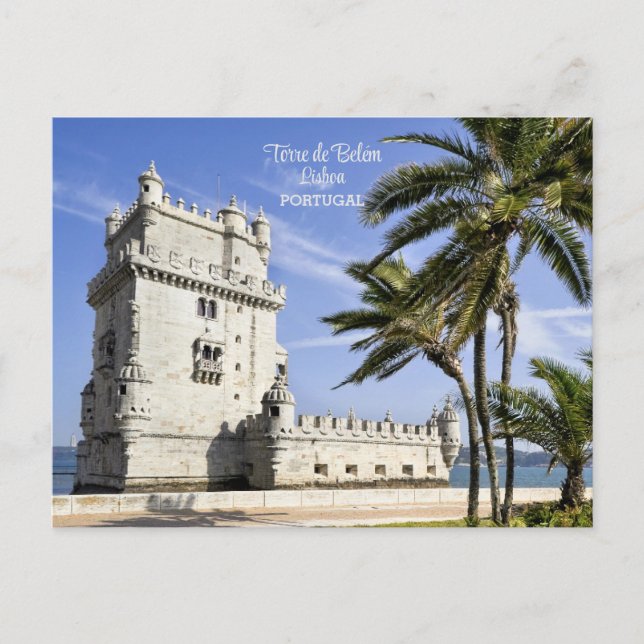 Postal Torre de Belém foto, Lisboa, Portugal (Anverso)