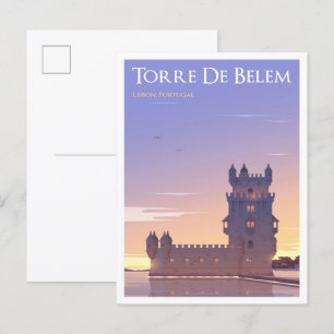 Postal Torre de Belem Lisboa Portugal Viajes de época