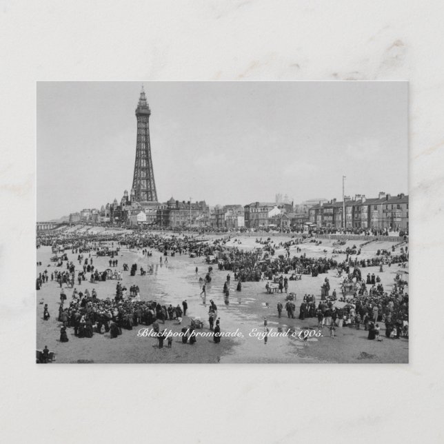 Postal Torre de Blackpool y paseo marítimo c1905, Inglate (Anverso)