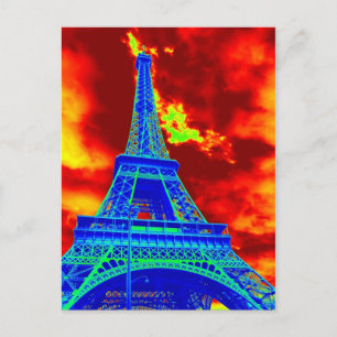 Postal torre de eiffel en llamas