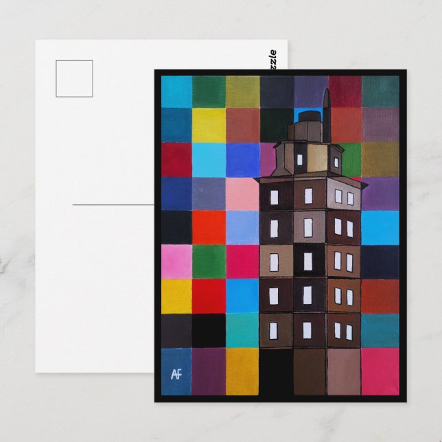 Postal Torre de Hércules Abstract Painting by Alfred Fox (Anverso / Reverso)