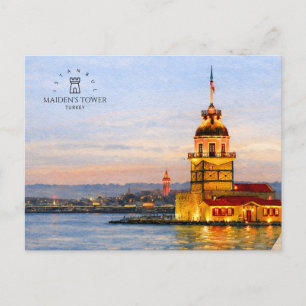 Postal TORRE DE LA DONCELLA ESTAMBUL, TURQUÍA   Acuarela