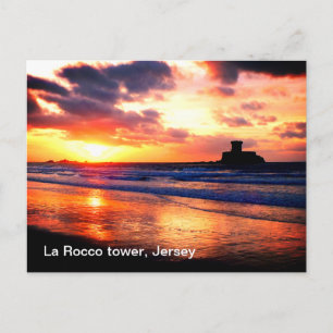 Postal Torre de La Rocco al atardecer, Jersey