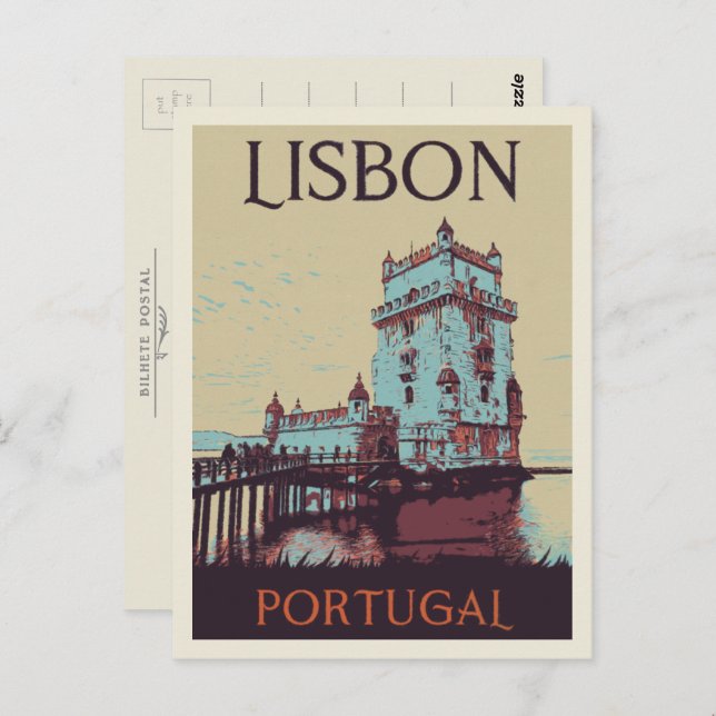 Postal Torre de Lisboa Belem ilustracion Portugal (Anverso / Reverso)