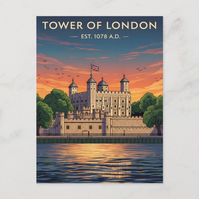 Postal Torre de Londres al atardecer (Anverso)