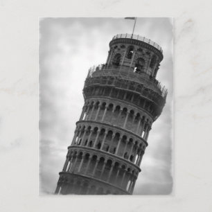 Postal Torre de Pisa con inclinación blanca y negra