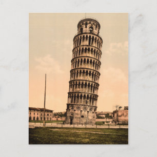 Postal Torre de Pisa inclinada vintage