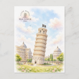 Postal Torre de Pisa, Italia   Arquitectura Paisaje