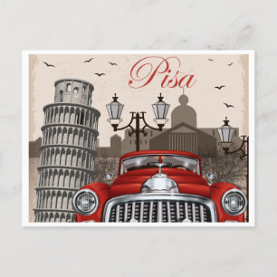Postal Torre de Pisa Retro italia con inclinación de viaj