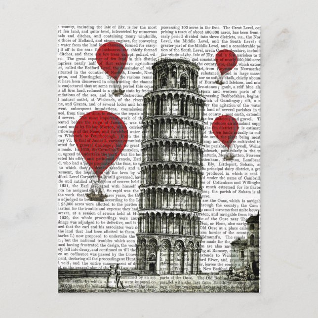 Postal Torre de Pisa y globos de aire caliente rojos (Anverso)