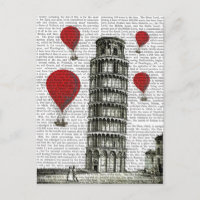 Torre de Pisa y globos de aire caliente rojos