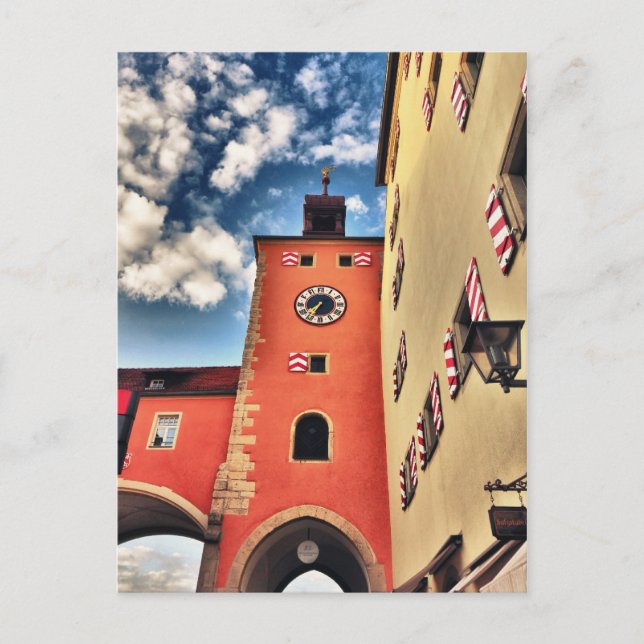 Postal Torre de reloj de Regensburg HDR (Anverso)