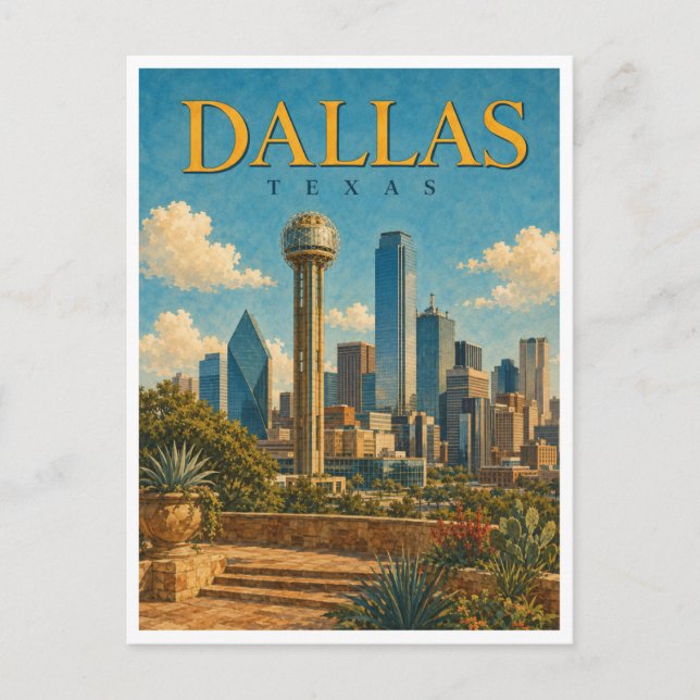 Postal Torre de Reunión de Dallas Texas GeoSaga (Anverso)