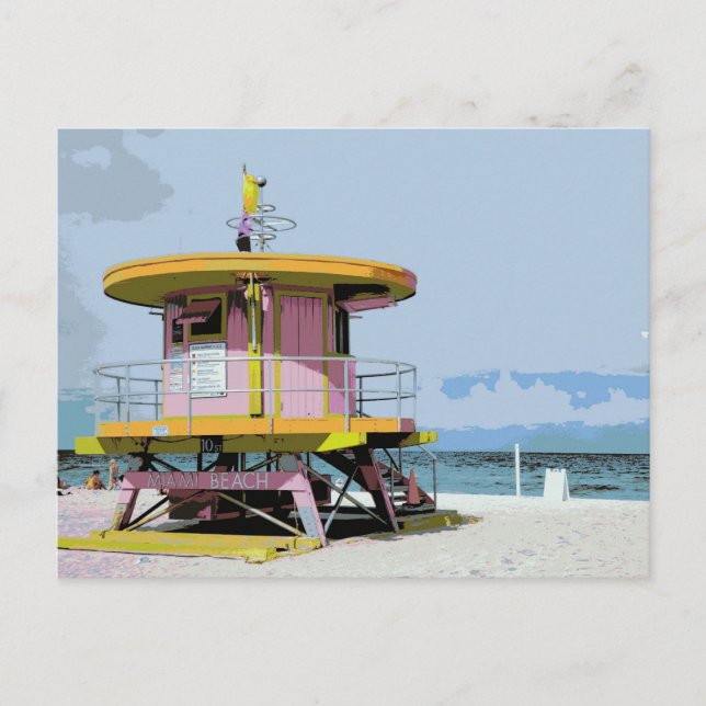 Postal Torre de Salvavidas Rosa Miami South Beach (Anverso)
