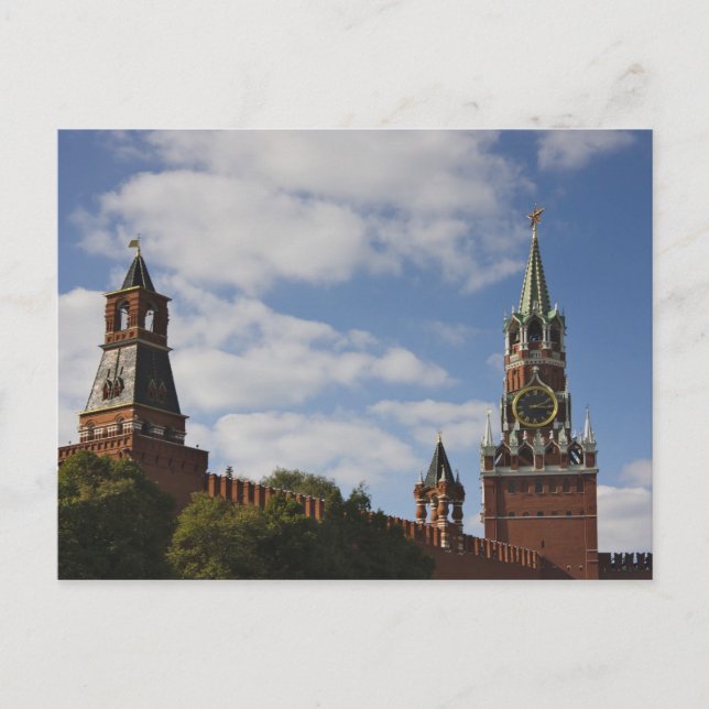 Postal Torre de Spasskaya en la Plaza Roja, Moscú, Rusia (Anverso)