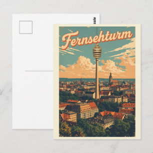 Postal Torre de televisión retro Stuttgart Fernsehturm re