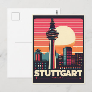 Postal Torre de televisión retro Stuttgart Fernsehturm re