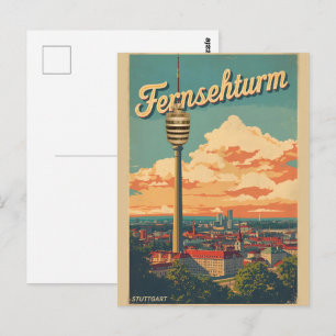 Postal Torre de televisión vintage de Stuttgart Fernsehtu