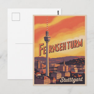 Postal Torre de televisión vintage de Stuttgart Fernsehtu