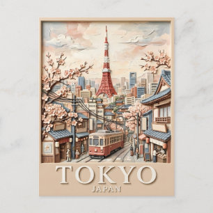 Postal Torre de Tokio Paisaje Urbano Japonés Sakura Viaje