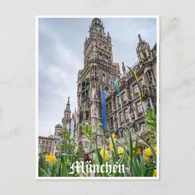 Postal Torre del Ayuntamiento de Múnich, Alemania (Anverso)