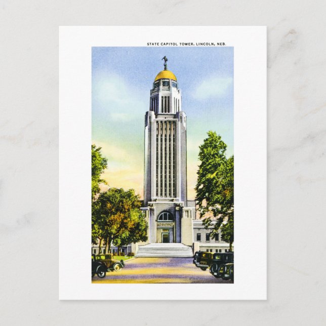 Postal Torre del Capitolio Estatal, Lincoln, Nebraska (Anverso)