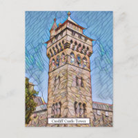 Torre del Castillo de Cardiff Resumen Arte Digital