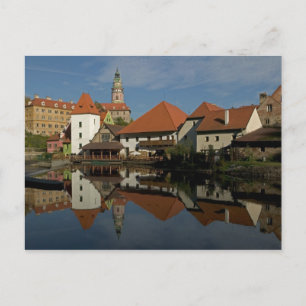 Postal Torre del castillo, río Vltava, Cesky Krumlov,