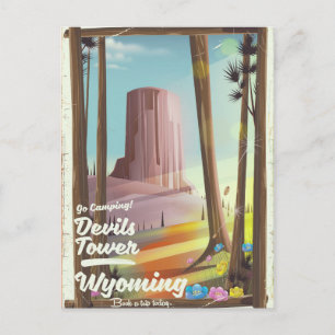Postal Torre del Diablo, Wyoming impresión vintage de Cam