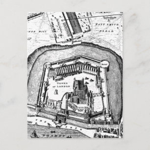 Postal Torre del Mapa Retro de Londres de 1800, Inglaterr