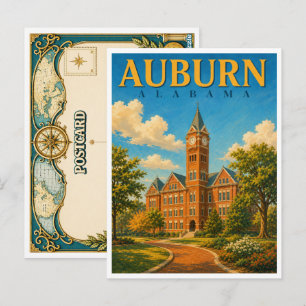 Postal Torre del Reloj de Auburn Alabama GeoSaga