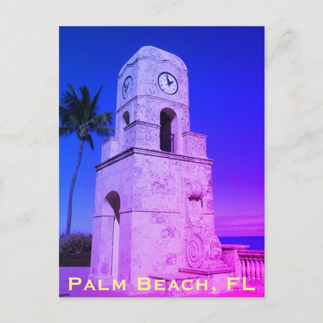 Postal Torre del Reloj de Worth Avenue - Palm Beach, FL (Anverso)