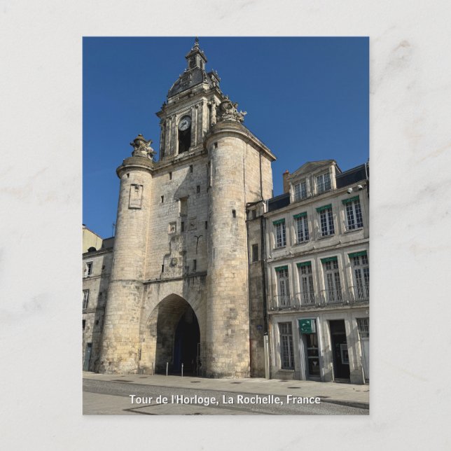 Postal Torre del Reloj, La Rochelle, Francia (Anverso)