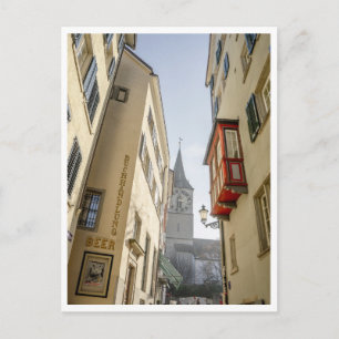 Postal Torre del reloj y letrero de cerveza de Zurich Sui