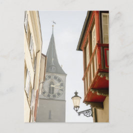 Postal Torre del Reloj Zurich St. Peters Iglesia y Window