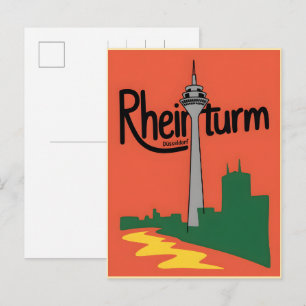 Postal Torre del Rin Dusseldorf Rheinturm regalo alemán