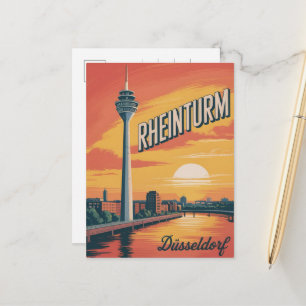 Postal Torre del Rin Dusseldorf Rheinturm regalo alemán