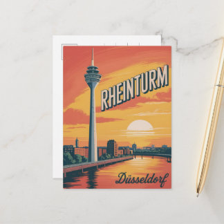 Postal Torre del Rin Dusseldorf Rheinturm regalo alemán