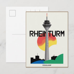 Postal Torre del Rin Dusseldorf Rheinturm regalo alemán