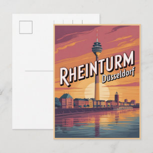 Postal Torre del Rin Dusseldorf Rheinturm regalo alemán