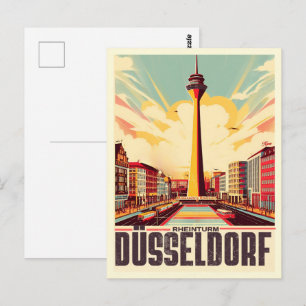 Postal Torre del Rin Dusseldorf Rheinturm regalo alemán