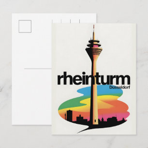 Postal Torre del Rin Dusseldorf Rheinturm regalo alemán