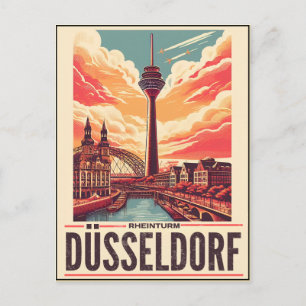 Postal Torre del Rin Dusseldorf Rheinturm regalo alemán