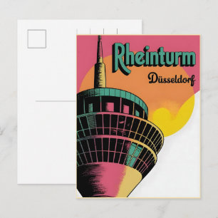 Postal Torre del Rin Dusseldorf Rheinturm regalo alemán