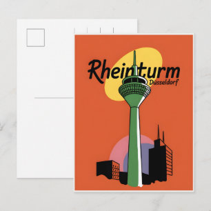 Postal Torre del Rin Dusseldorf Rheinturm regalo alemán