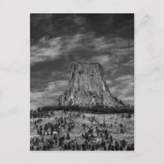 Postal Torre Devils en Wyoming en blanco y negro