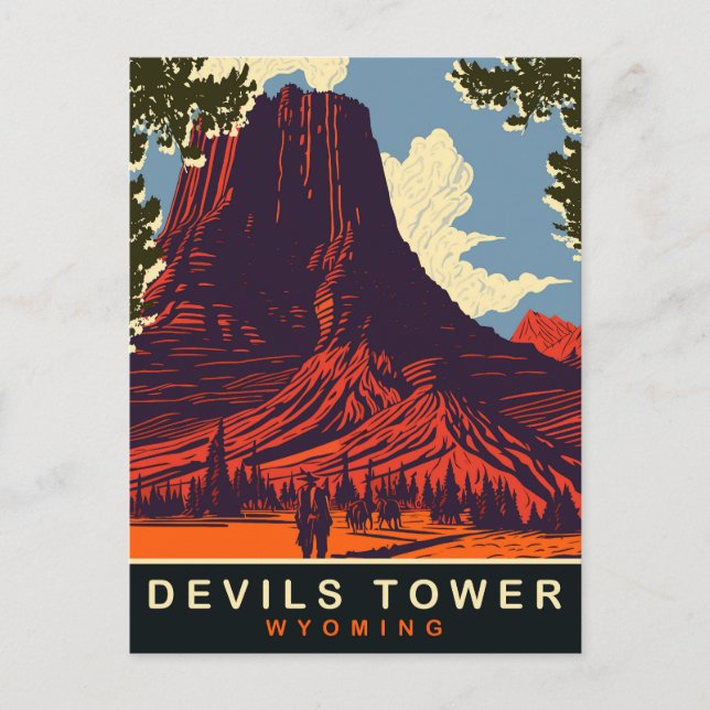 Postal Torre Devils, Wyoming, Viajes (Anverso)
