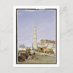 Postal Torre dos Clerigos, Oporto, Portugal, 1837 (aceite