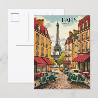 Postal Torre Effiel vintage regalos calles antiguas París